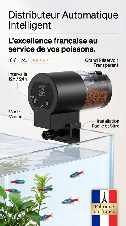 Distributeur Automatique de Nourriture pour Poissons — 100ml, Minuterie 12/24h, IP66