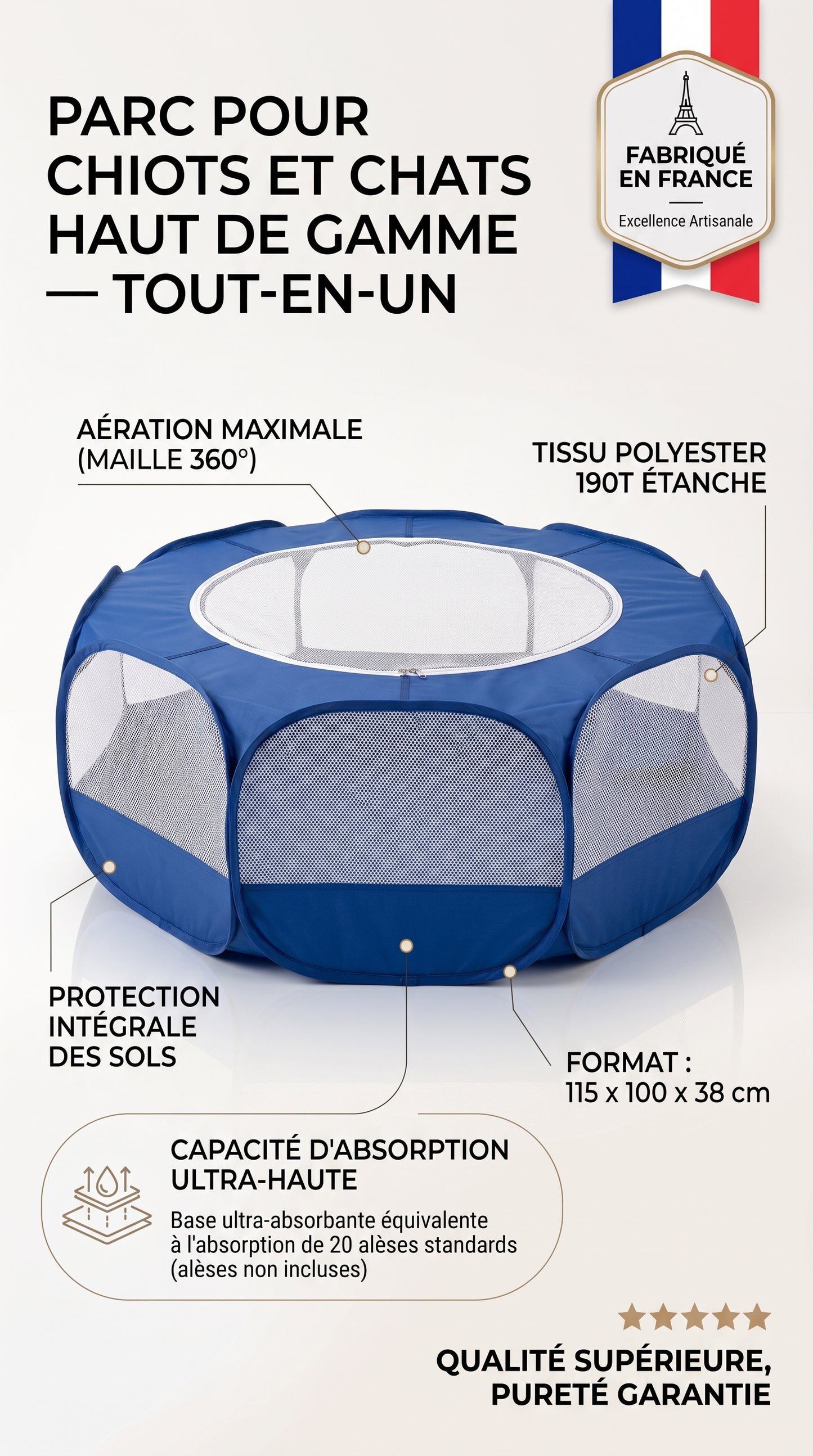 Parc Portable Pop-Up pour Petits Animaux — Hamster, Lapin, Cochon d'Inde