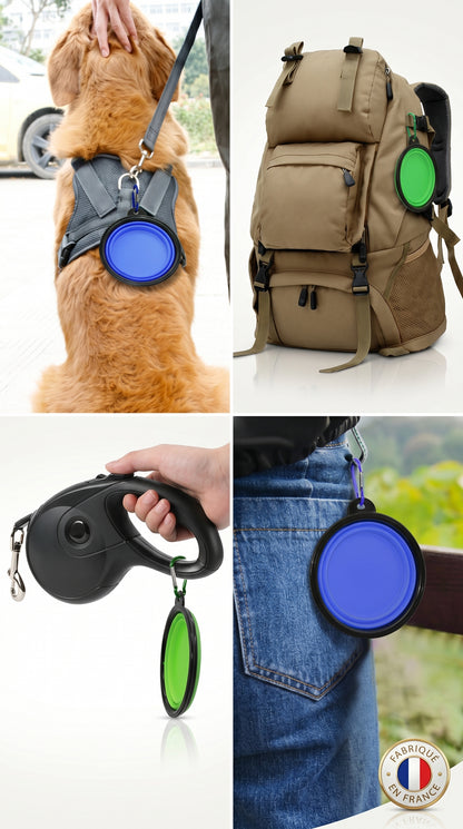 Bol Pliable Silicone Chien Chat – Gamelle Portable avec Mousqueton
