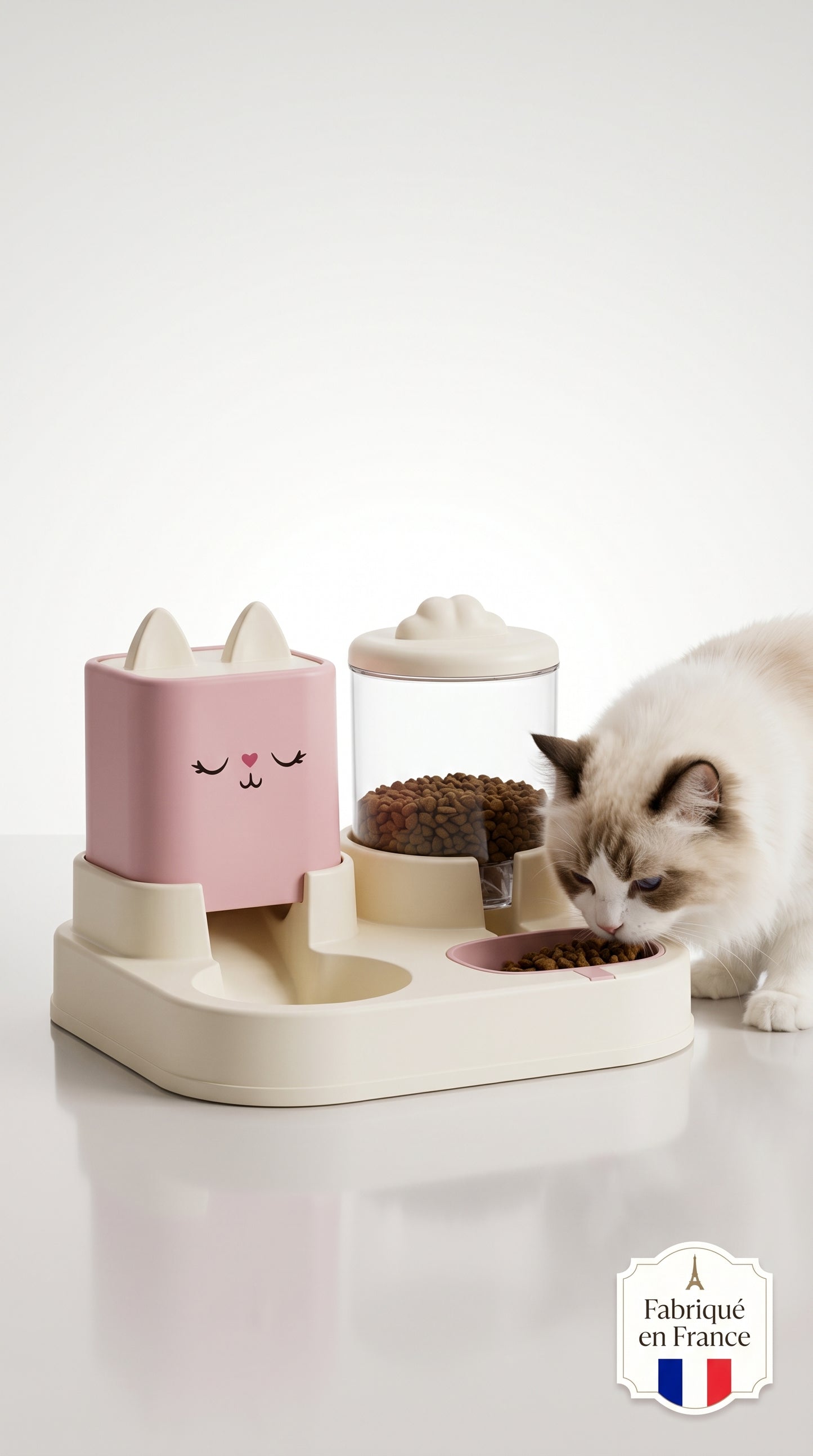 Distributeur Automatique Nourriture & Eau pour Chat et Chien — Bols 2 en 1 Détachables
