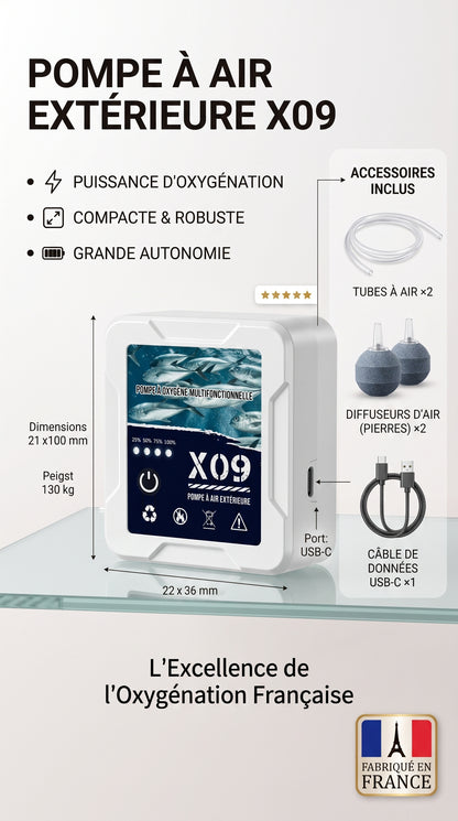 Pompe à Air pour Aquarium & Pêche — Portable USB, Batterie Lithium 2400mAh, Silencieuse