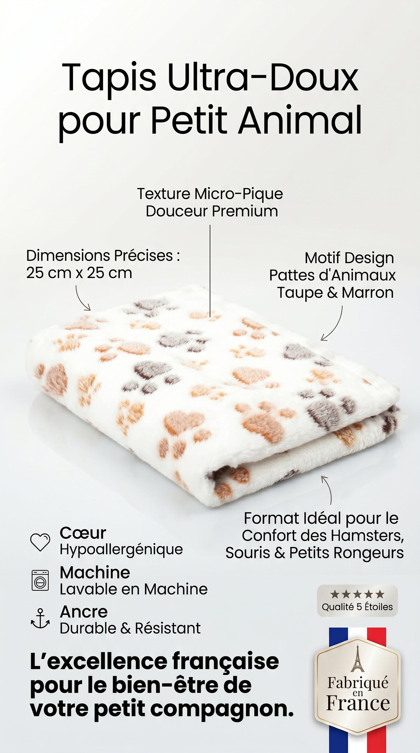 Couverture Flanelle Douce Chien Chat – Motif Patte 4 Tailles