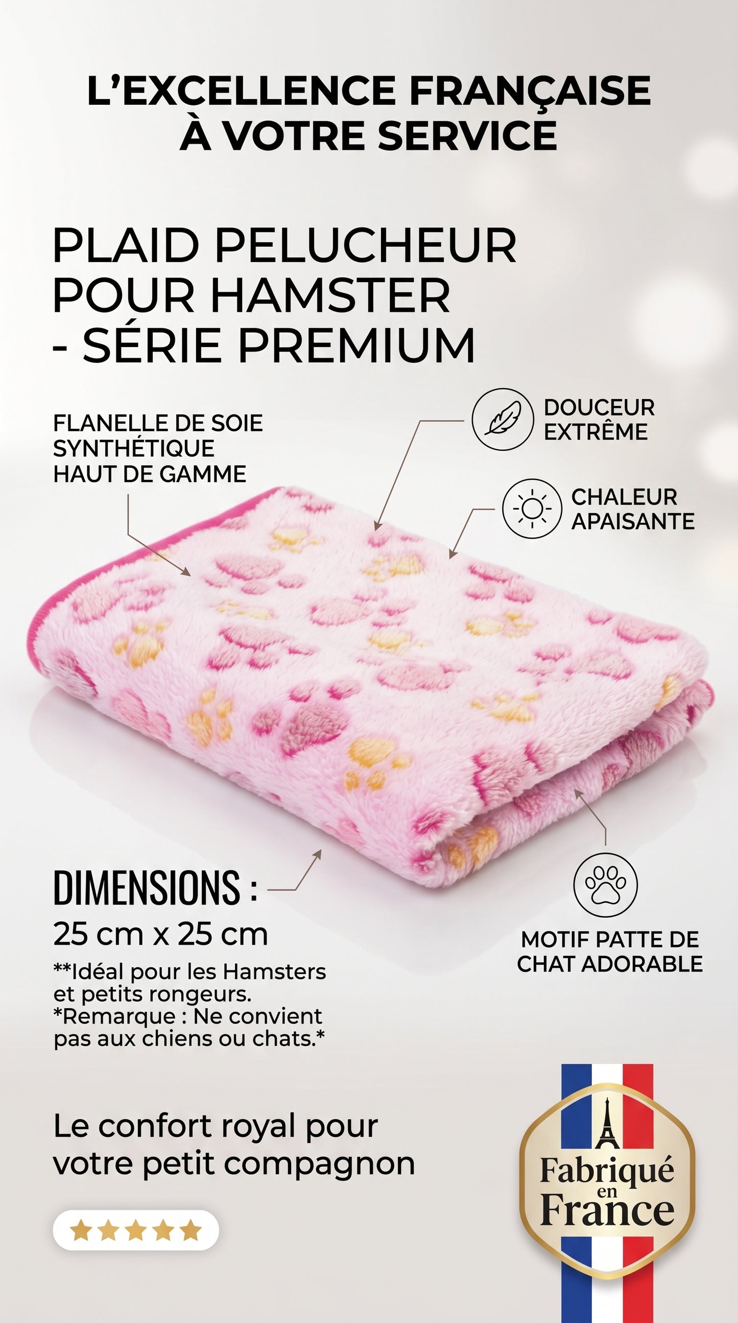 Couverture Flanelle Douce Chien Chat – Motif Patte 4 Tailles