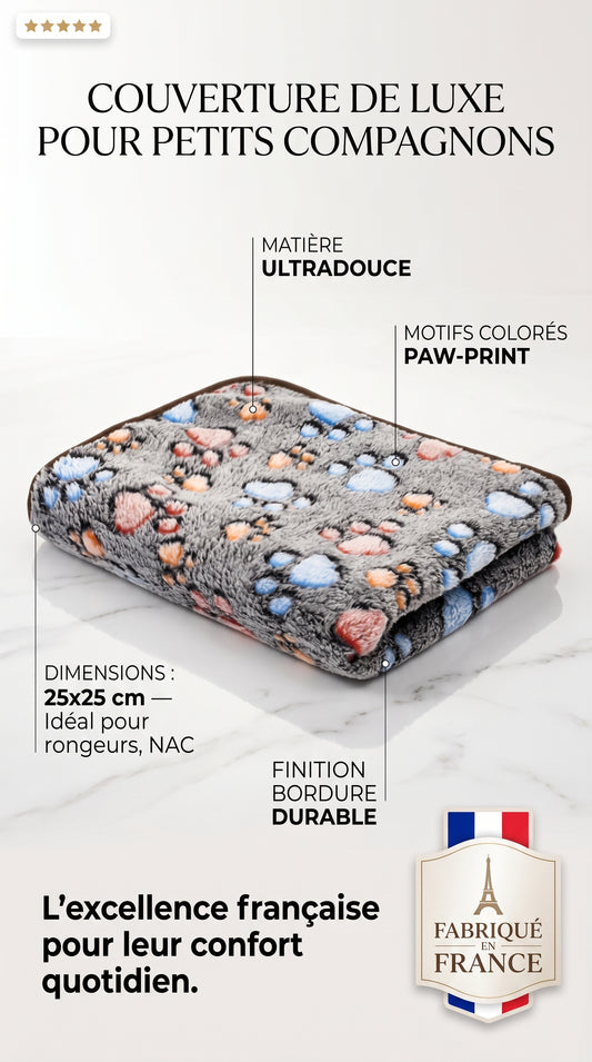 Couverture Flanelle Douce Chien Chat – Motif Patte 4 Tailles